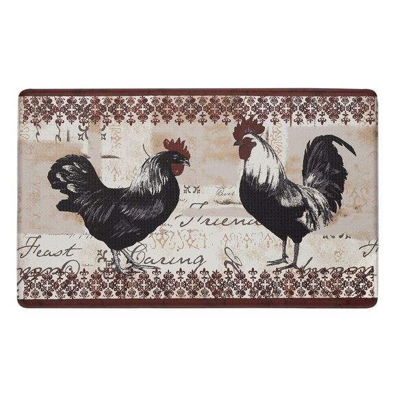 Rooster Window Kitchen Curtains Printed - 30" (W) x 20" (L) Anti-Fatigue Mat, - Picture 1 of 1